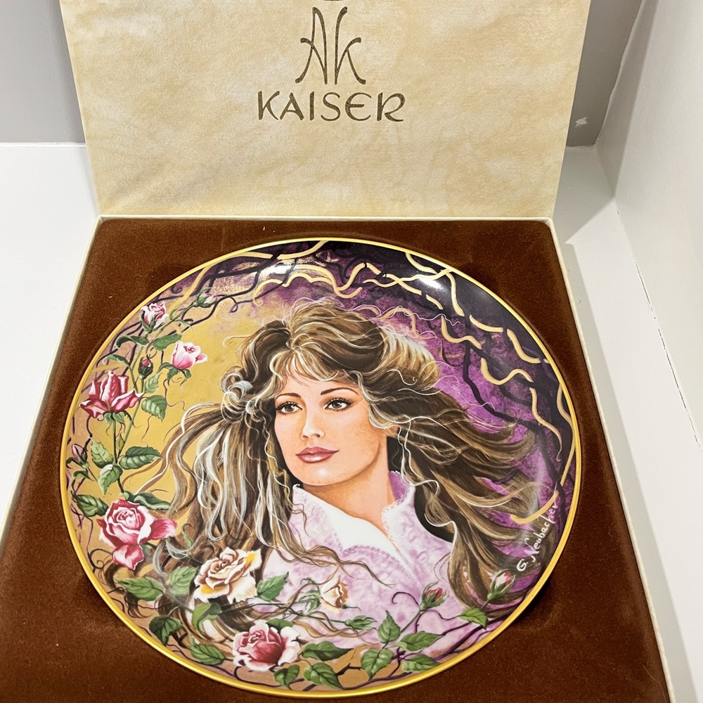 Kaiser Collector Plate “Rose” Romantic Portraits Gerda Neubacher 1980s Vintage